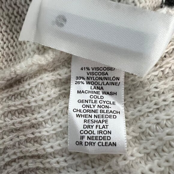 Loft Womens Open Front Knit Sweater Beige/Multi Vented Sides Pockets Size XL - Picture 8 of 8